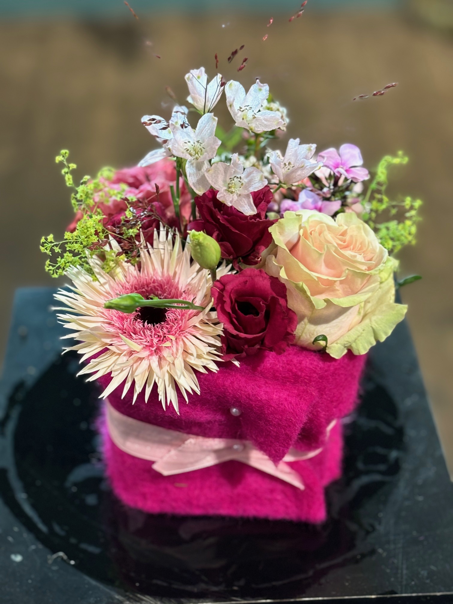 Bloementaart roze pastel